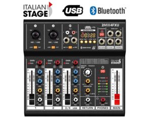 Mixer audio ITALIAN STAGE IS 2MIX4FXU 4 canali con effetti USB BLUETOOTH